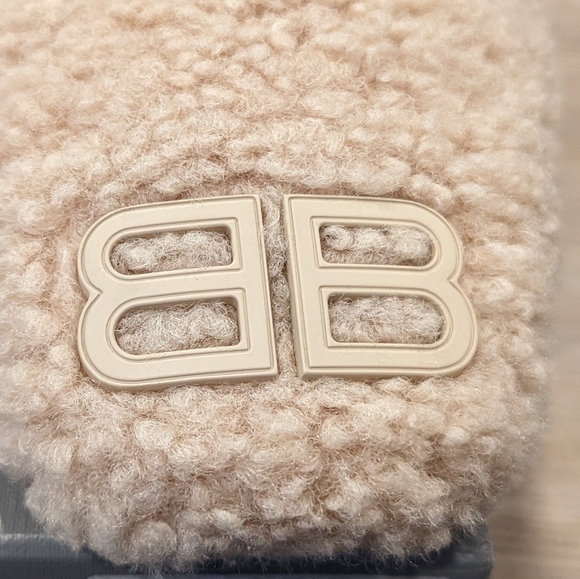 Mens Balenciaga Faux Shearling Slip On Mules Beige - Picture 3 of 7